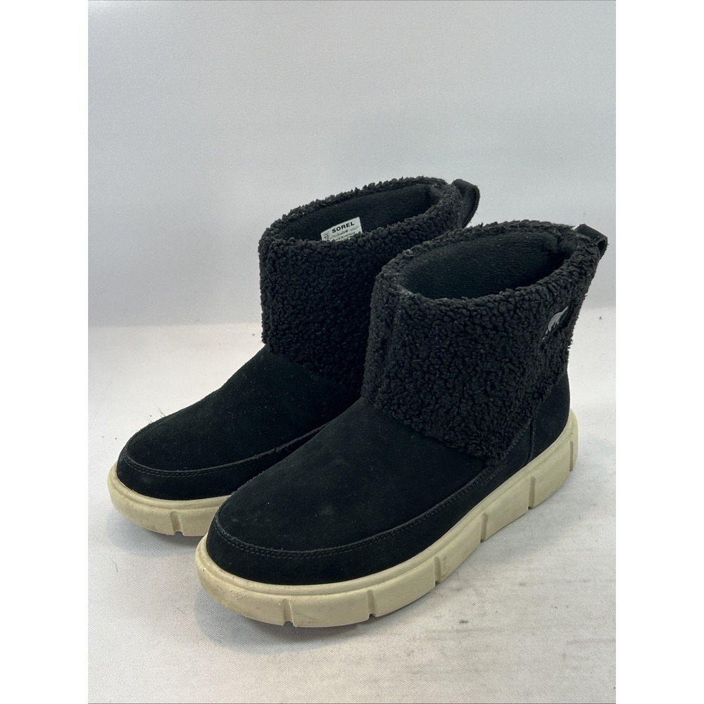 Sorel Explorer III Slip-On Cozy Waterproof Boots Women's Sz 10 Suede Black Chalk